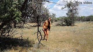 Shy Aboriginal Cosplay Dancing Outdoors