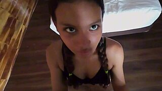 Beautiful petite 18+ gets fucked by big black cock on valentines!