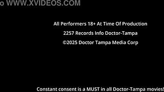 Dr. Tampa conducts entrance physical at Tampa University for Adrianna Fox.