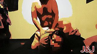 My friend licks my wet ass on the bed, and I love it.