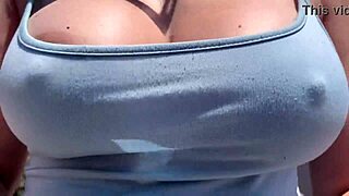 Artemisia Love walks outdoors without a bra, feeling so horny