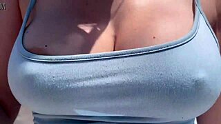 Artemisia Love walks outdoors without a bra, feeling so horny