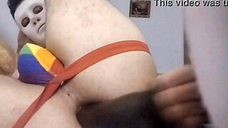 Bear Cub Fucks Himself With Fat Black Dildo