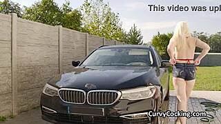 Busty bikini car wash hottie