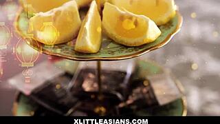 Dolled Up Asian Teen Kimmy Kim Gets Fucked From Behind During Tea Time!