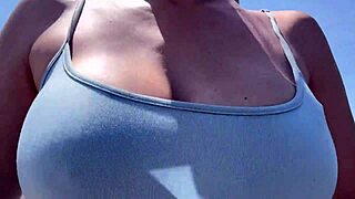 Artemisia Love walks outdoors without a bra, feeling so horny