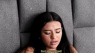 latina caught masturbating, gets a hard creampie.