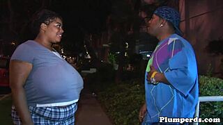 Ebony Ssbbw Engages in Close-Up Interaction with Huge Black Dong