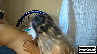 wet pussy sits on neighbor's cock for fucking