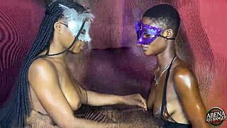 Teens play before foursome with big black cocks