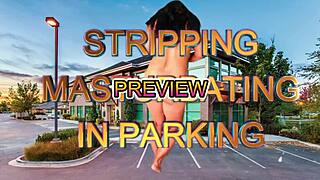 I sneak a peek at stripping and masturbating in the parking lot with big tits shaking.