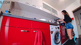 Steamy short jeans hot pants tease with big ass