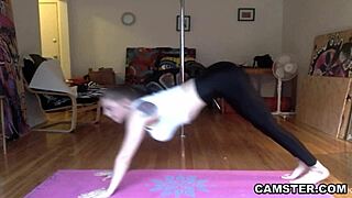Brunette With Big Natural Tits Performs Intense Yoga Poses Live On Webcam