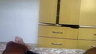 brazilian amateur guides skinny legs solo masturbation with huge monster cock, moaning to orgasm