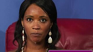 ebony milf sucks big cock before getting cumshot on her face in pov