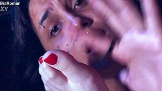 Dominate Goddess Forces Submissive Brunette to Lick Naughty Feet