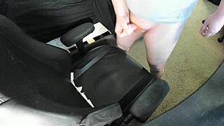 Ginger Teen Explodes Huge Cum Load On Bedroom Chair