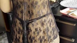 My Friend Cooks In Lingerie And Thong For Me