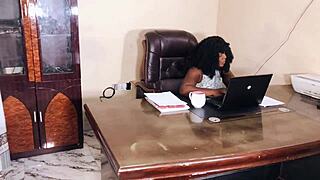 innocent cleaner spreads ass for boss sex