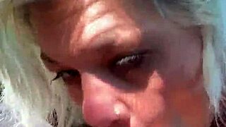 Milf swallow big black cock cumshot outdoor