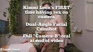 She gets fucked on camera, then takes a hot cum facial from Kade's big dick.