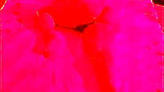 Chubby Brunette Sits On Big Cock Under Red Light