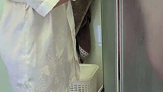 Stepmom assisted her son with jerking off and cumming