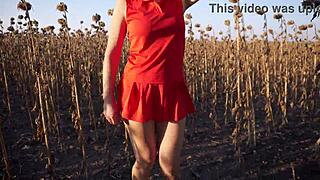 Milf In Short Skirt Teases Outdoors With Flashing