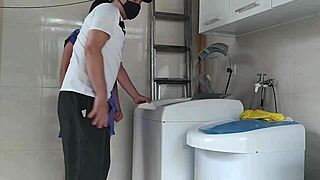 Housewife teases repairman fixing washer, igniting forbidden desires and intense arousal