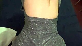 beautiful ass bends over in sparkly party dress