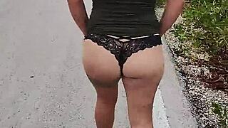 whore teasing with ass and tits on mexican public road