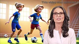 A mom and her stepson play football together