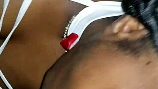 my girlfriend, a horny amateur, sucks my black cock in homemade blowjob session