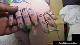 I watched Rome Major cum all over inked Chloe Cartier after deepthroat and riding.