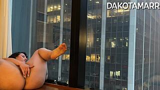 squirting with butt plug vibrator and dildo in nyc skyscraper chubby dakota marr anal hairy pussy!