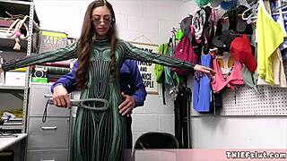 Beautiful Slim Chick Caught By Mall Cop, Pays With Pussy And Blowjob