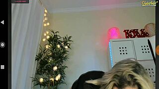 The milf jumps on her big tits and squirts during intense webcam session