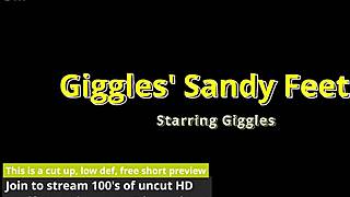 giggles struts her feet in heels, showing off close up 😍