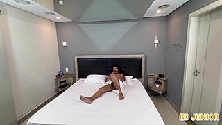 cuckold husband brings his whore to ride the big black cock in red sheer