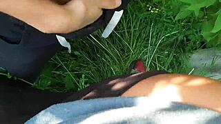 Intimate street masturbation with neighbor leads to simultaneous orgasm