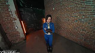 Horny brunette Lucy sucks and fucks anally in Fallout cosplay
