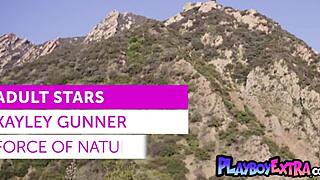 massive titted blonde naked military babe kayley gunner posing outdoor in lingerie