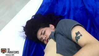 latina teen fucks stepbrother and gets cum on her ass.