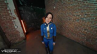 Horny brunette Lucy sucks and fucks anally in Fallout cosplay
