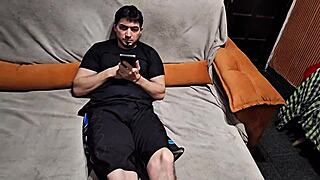 Stepmom pretends not interested, spies on hot bratty stepson until she seduces him!