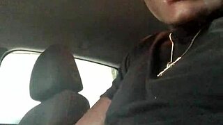Ebony slut devours cock in public car blowjob! Intense action