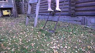 Watch That Powerful Urine Stream Burst Outdoors!