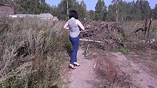 Watch That Powerful Urine Stream Burst Outdoors!