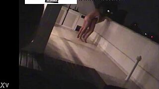 they sneak from party but get caught fucking on rooftop balcony
