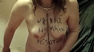 In 2025, a housewife slave endures humiliation as a human urinal for her master